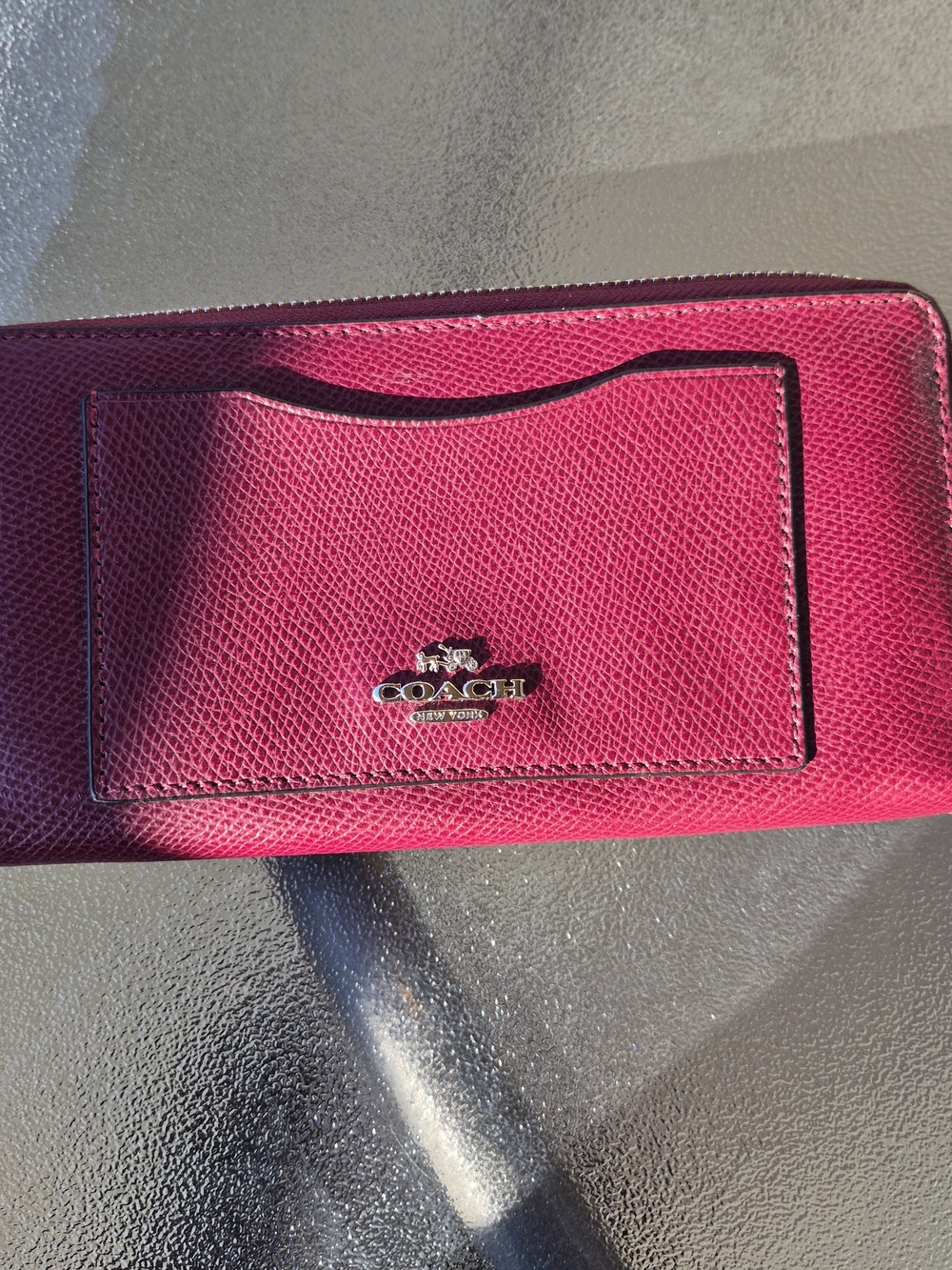 Coach Pink Zip Wallet with Exterior Card Pocket